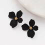 Black Hand Painted Flower Shaped Stud Earrings, thumbnail 1 of 11