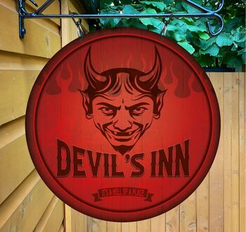 Devils Inn Personalised Home Pub Sign Man Cave Sign, 2 of 9