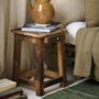 Reclaimed Wood Stool Side Table With Drawer, thumbnail 1 of 2