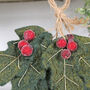 Felt Holly Christmas Tree Hanging Decoration, thumbnail 2 of 2
