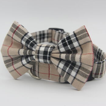 Beige Tartan Dog Bow Tie, 2 of 6