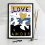 Personalised Wedding Or Anniversary Birds Amour Print, thumbnail 3 of 3