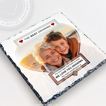 The Best Grandma Personalised Photo Slate Gift For Grandma, 2 of 6