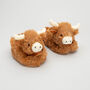 Longhorn Highland Cow Baby Slippers, 0 Six Months, thumbnail 4 of 8