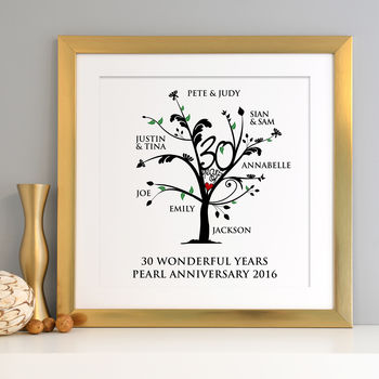 Personalised Pearl Anniversary Family Tree Print, 8 of 12