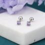 Sterling Silver Amethyst Purple Cz Earrings, thumbnail 4 of 12