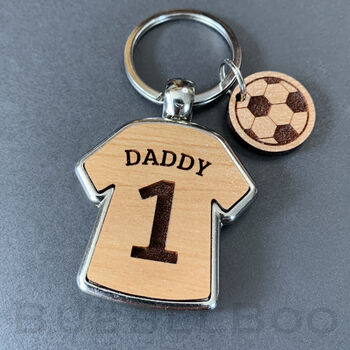 Personalised Football Shirt Number One Dad Keyring, 2 of 7