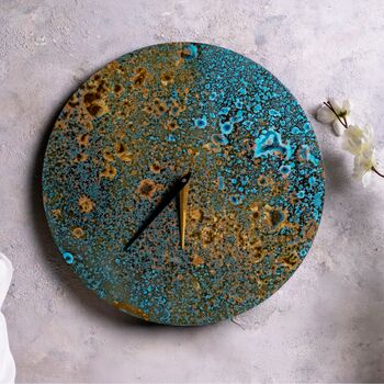 Copper Wall Clock With Verdigris Patina – 300 Mm Diameter, 3 of 4
