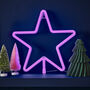 Pink Large Light Up Christmas Star Neon Light, thumbnail 1 of 3
