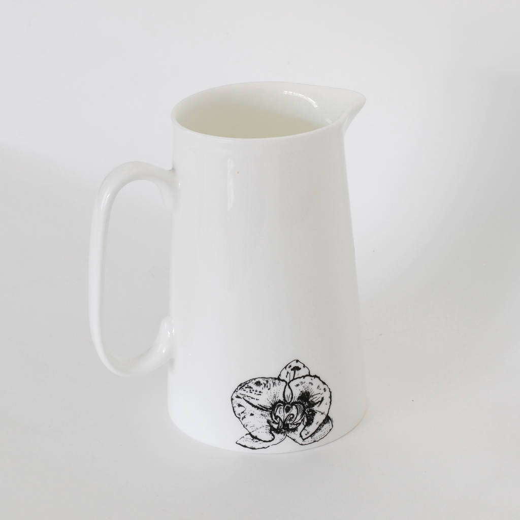 fine bone china orchid jug by sarah horne botanicals