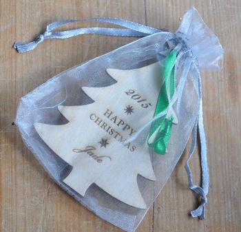 Personalised Wooden Tree Bauble, 4 of 5