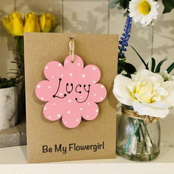 Personalised 'Be My Flowergirl' Wooden Flower Card, 3 of 5