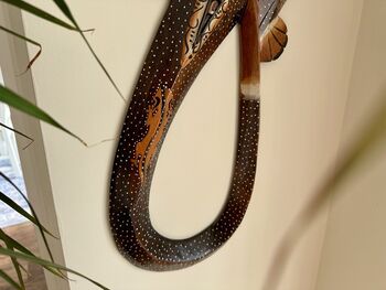 Huge 1m Hand Painted Wooden Gecko Wall Art Stone Inlay, 5 of 8