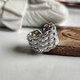 Wide Retro Woven Braided Wide Band Open Ring, thumbnail 4 of 6
