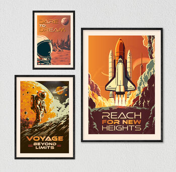 Set Of Three Space Themed Retro Unframed Posters, 4 of 7