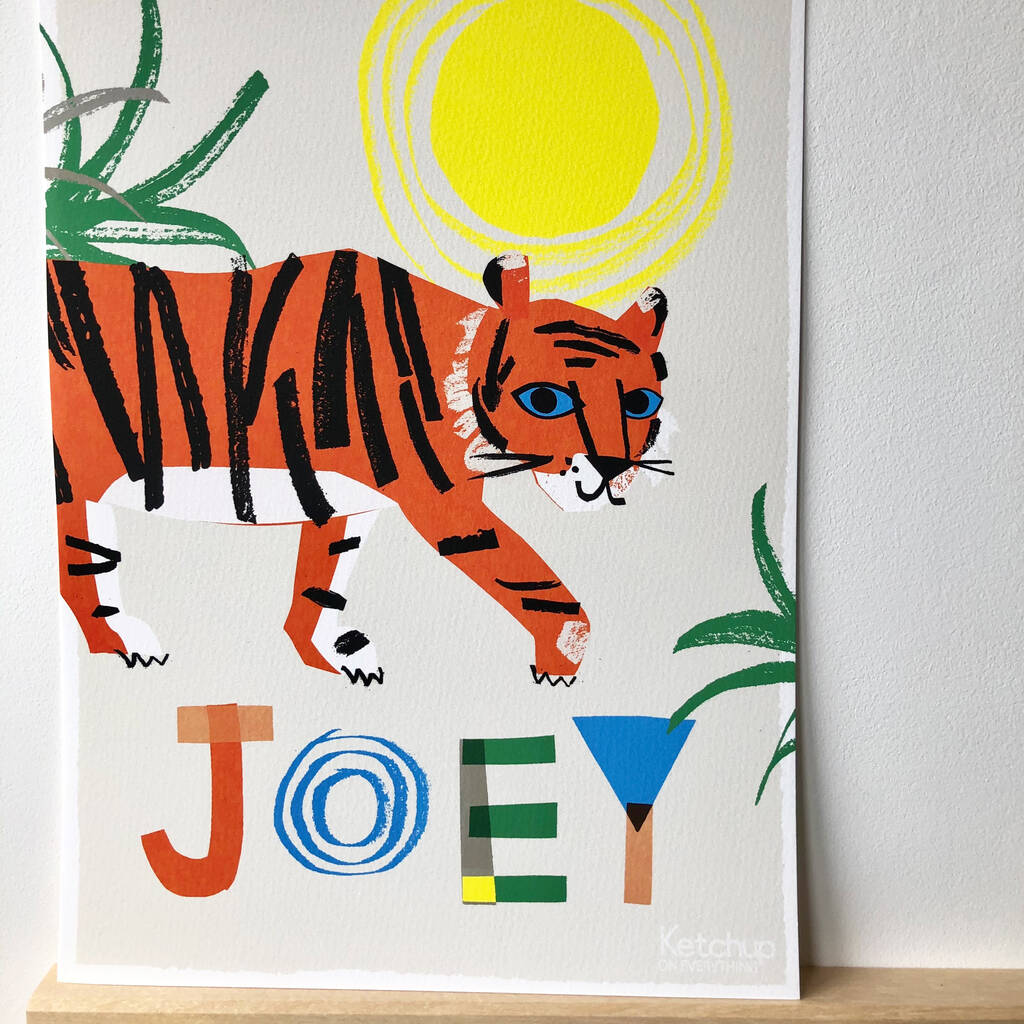 Tiger Personalised Name Print By Personalised Art by Kay