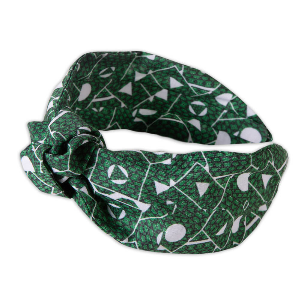 Green And White Abstract Knotted 'Topiary' Headband