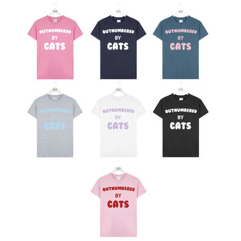 Outnumbered By Cats Womens T Shirt, 3 of 7