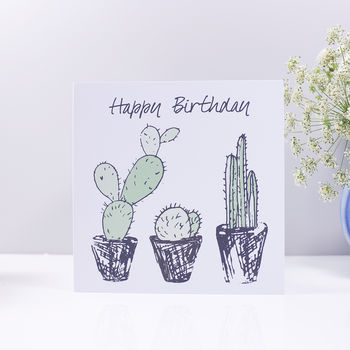 'Happy Birthday' Cacti Print Birthday Card, 3 of 4