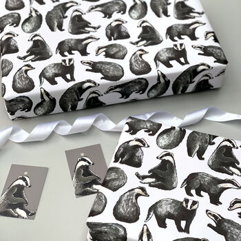 Badger Watercolour Wrapping Paper, 7 of 10