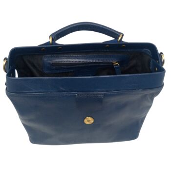 Small Navy Blue Doctor Bag Crossbody Handheld, 6 of 8