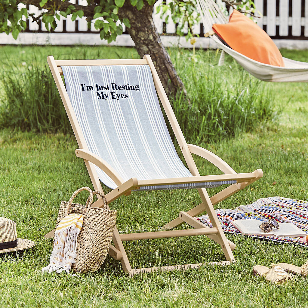 Personalised Striped Wooden Deckchair By The Forest Co