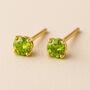 9ct Gold August Peridot Birthstone Stud Earrings, thumbnail 1 of 4
