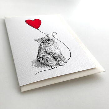 Cat With Heart Balloon Greeting Card, 3 of 6