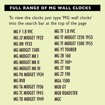 Personalised Hand Made Mg F Vcc One.Eight Speedometer Wall Clock, 2 of 5