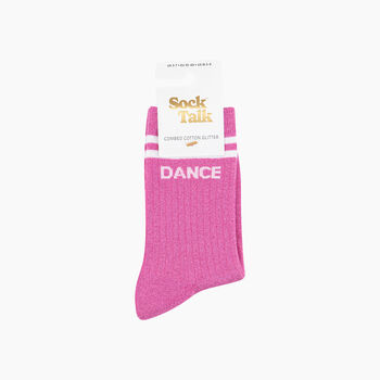 Dance Combed Cotton Glitter Socks In Hot Pink, 4 of 4