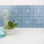 'Blue Turkish Flower' Handprinted Ceramic Tiles, thumbnail 4 of 10
