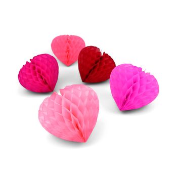 Honeycomb Heart Paper Decoration Set Of Five, 3 of 5