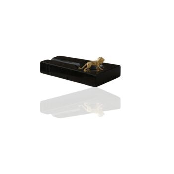 Handmade Black Marble Ashtray With Gold Lion Detail, 2 of 6