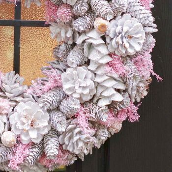 Winter Sparkle Pink Christmas Door Wreath, 3 of 6
