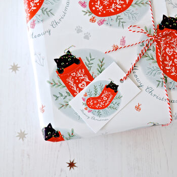Meowy Christmas Cat Wrapping Paper Set, 3 of 5