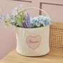 Personalised Pink Heart Small Ecru Cord Storage Basket, thumbnail 1 of 2