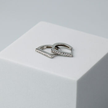 Sterling Silver Crystal Bar Hoop Earrings, 3 of 6