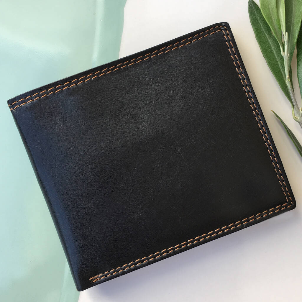 men's black leather wallet by holly rose