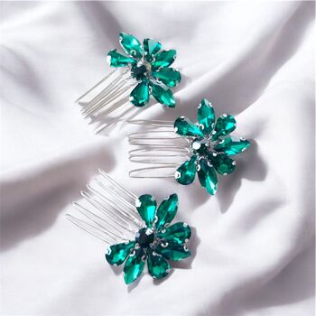 Emerald Green Crystal Hair Combs, 6 of 6