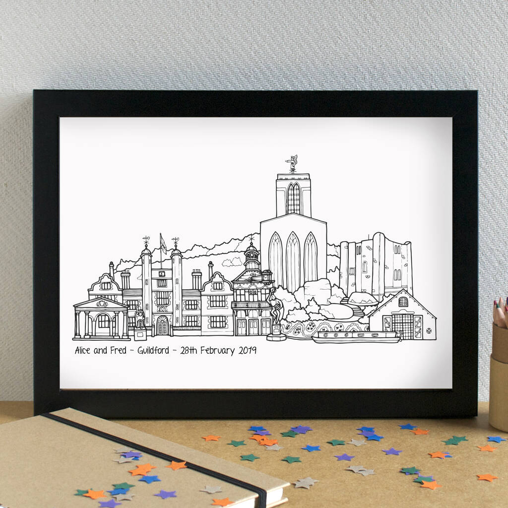 Guildford Skyline Art Print Unframed By Becka Griffin Illustration