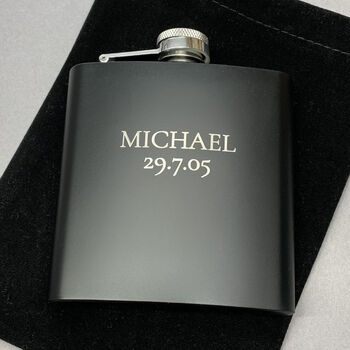 Personalised Black Hip Flask, 5 of 5