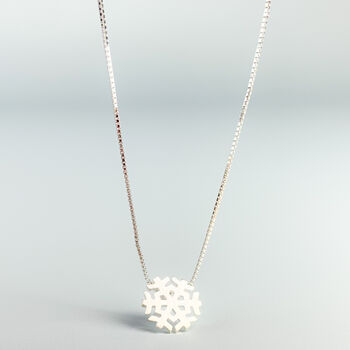 Sterling Silver Minimalist Snowflake Pendant Necklace, 2 of 5