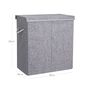 142 L Grey Fabric Double Clothes Laundry Hamper Basket, thumbnail 8 of 8