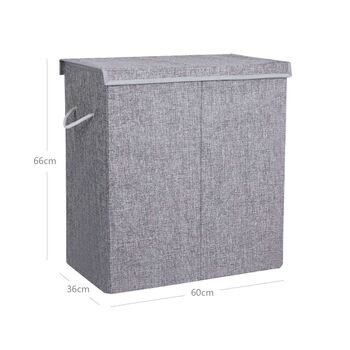 142 L Grey Fabric Double Clothes Laundry Hamper Basket, 8 of 8