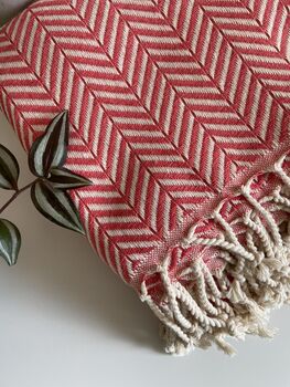 Zigzag Design Coral Soft Sofa Throw, 6 of 9