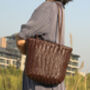 Hand Woven Genuine Leather Shopping Tote Bag, thumbnail 8 of 12