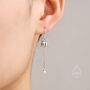 Asymmetric Lily Of The Valley With Dangle Pearl Dangle Earrings, thumbnail 2 of 10