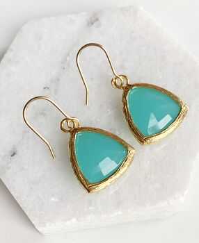Turquoise Blue Faceted Earrings, 2 of 4