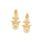 Gold Plated Clip Drop Earrings Flower Shape, thumbnail 2 of 3