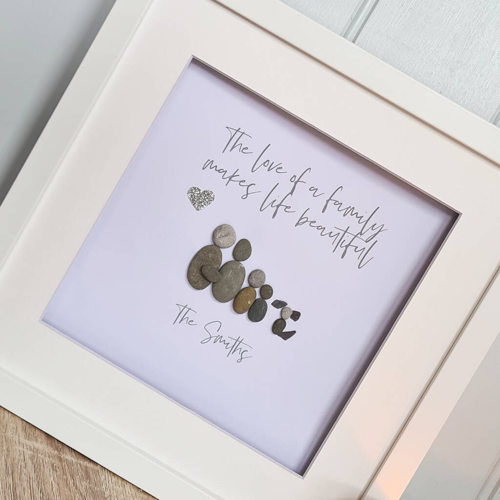 'The love of a family' Personalised Pebble Art, 1 of 2